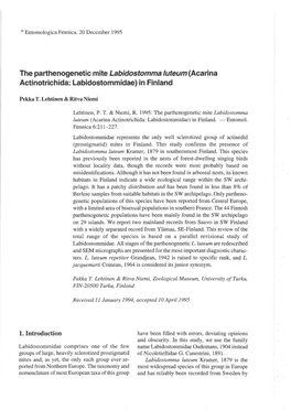 Acarina Actinotrichida: Labidostommidae) in Finland