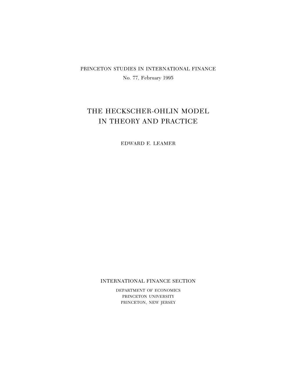 Heckscher-Ohlin Model in Theory and Practice