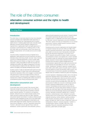 The Role of the Citizen Consumer: Alternative Consumer Activism and the Rights to Health and Development