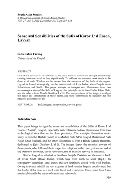 Sense and Sensibilities of the Sufis of Karor L'al Eason, Layyah