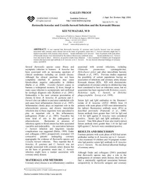 Bartonella Henselae and Coxiella Burnetii Infection and the Kawasaki Disease