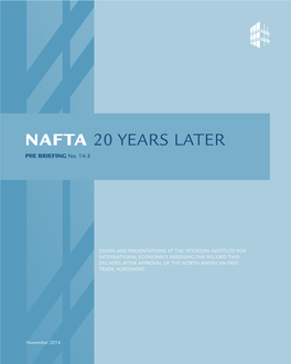 NAFTA 20 YEARS LATER PIIE Briefing No