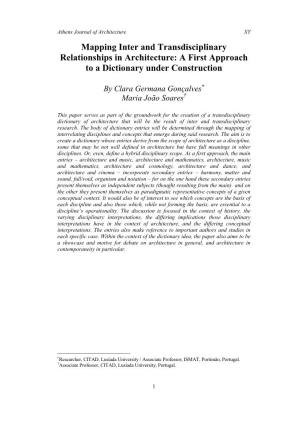 Mapping Inter and Transdisciplinary Relationships in Architecture: a First Approach to a Dictionary Under Construction