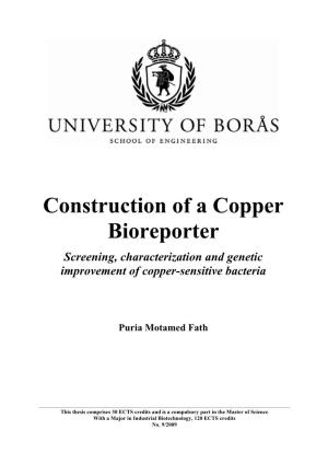 Construction of a Copper Bioreporter Screening, Characterization and Genetic Improvement of Copper-Sensitive Bacteria