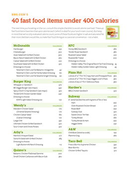 40 Fast Food Items Under 400 Calories