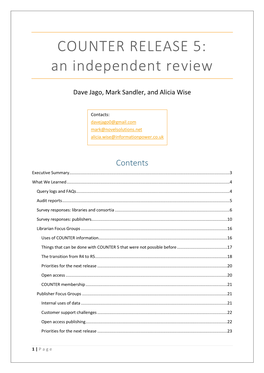 COUNTER RELEASE 5: an Independent Review