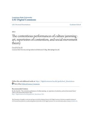The Contentious Performances of Culture Jamming : Art, Repertoires of Contention, and Social Movement Theory David M