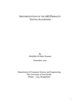 Implementation of the Aks Primality Testing Algorithm