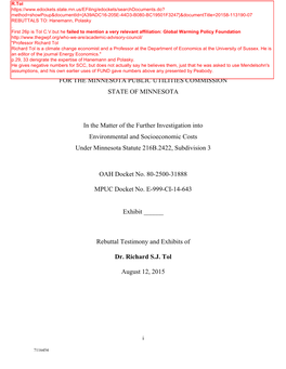 BEFORE the OFFICE of ADMINISTRATIVE HEARINGS for the MINNESOTA PUBLIC UTILITIES COMMISSION STATE of MINNESOTA in the Matter of T