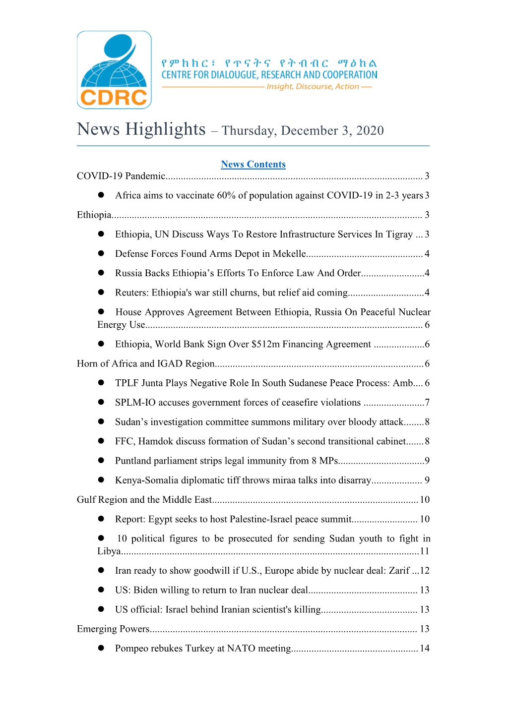 News Highlights – Thursday, December 3, 2020