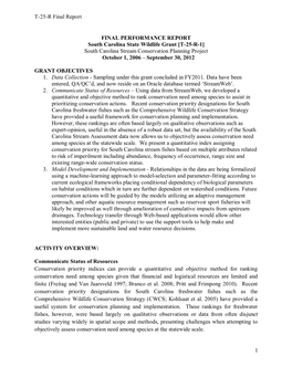 South Carolina Stream Assessment (Previously T-8)