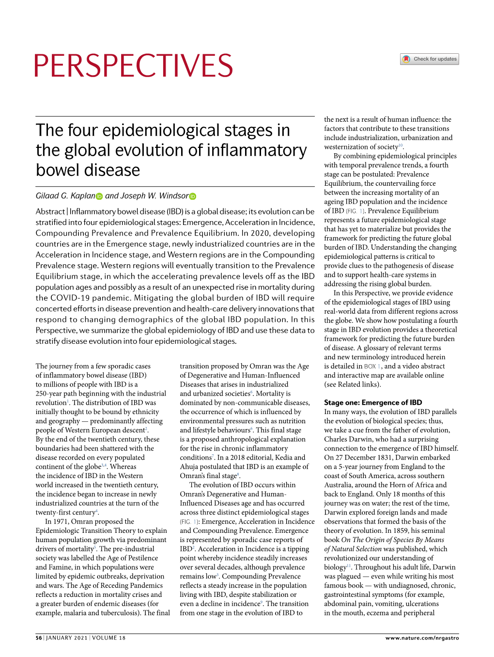 The Four Epidemiological Stages in the Global Evolution of Inflammatory