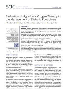 Evaluation of Hyperbaric Oxygen Therapy in the Management of Diabetic Foot Ulcers