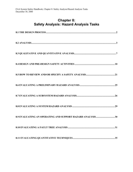 Chapter 8: Safety Analysis: Hazard Analysis Tasks