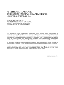 Trade Unions and New Social Movements in Neoliberal South Africa