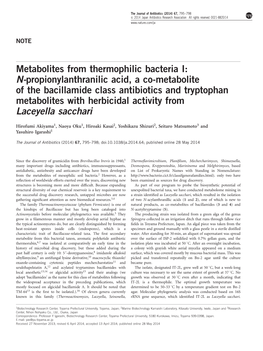 Metabolites from Thermophilic Bacteria I