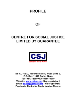 Profile of Centre for Social Justice Limited by Guarantee