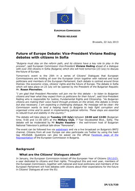 Vice-President Viviane Reding Debates with Citizens in Sofia