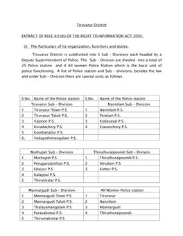 Tiruvarur District EXTRACT of RULE 4(1)