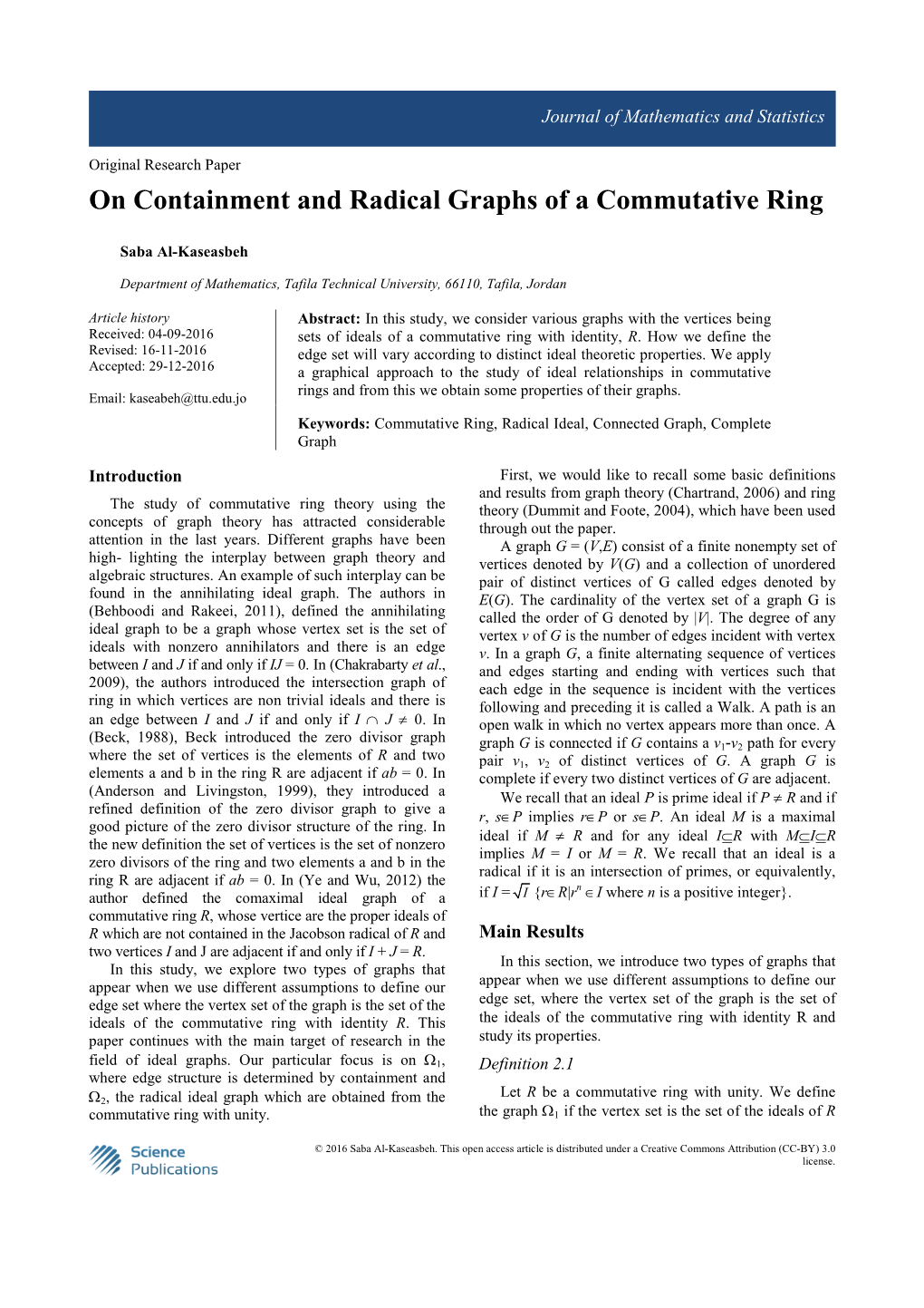 On Containment and Radical Graphs of a Commutative Ring