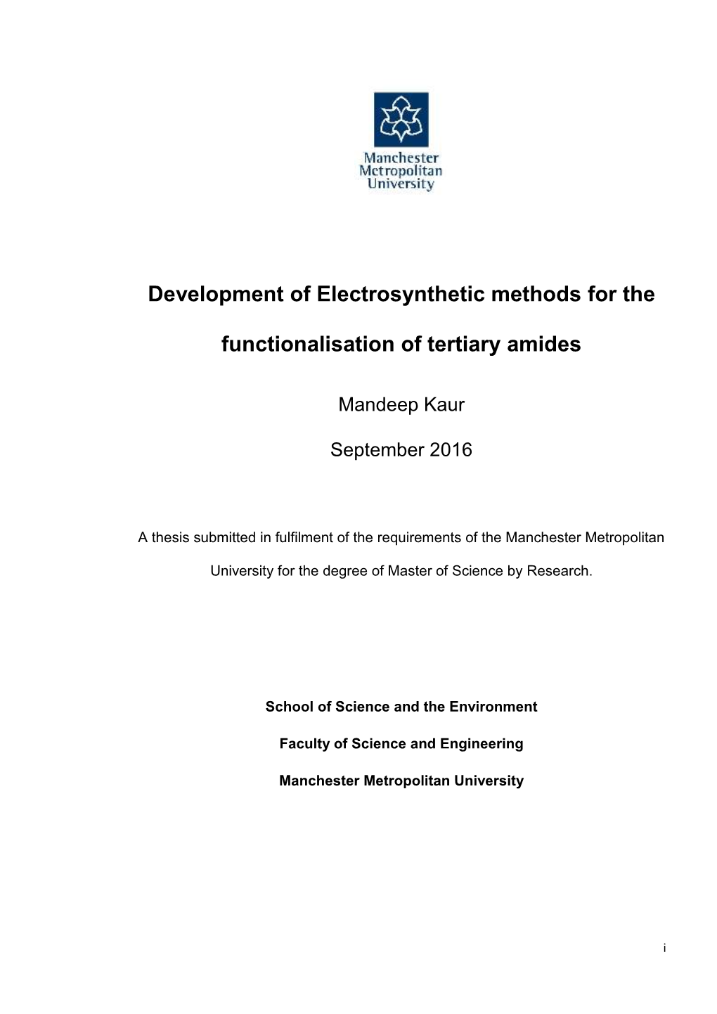 Development of Electrosynthetic Methods for the Functionalisation Of