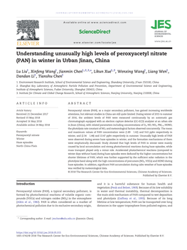Understanding Unusually High Levels of Peroxyacetyl Nitrate (PAN) in Winter in Urban Jinan, China