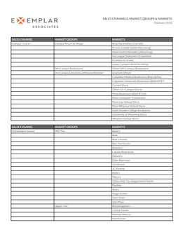 Sales Channels, Market Groups & Markets