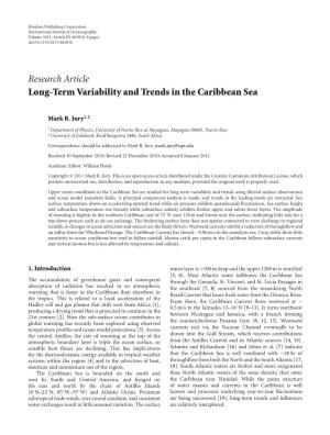 Long-Term Variability and Trends in the Caribbean Sea
