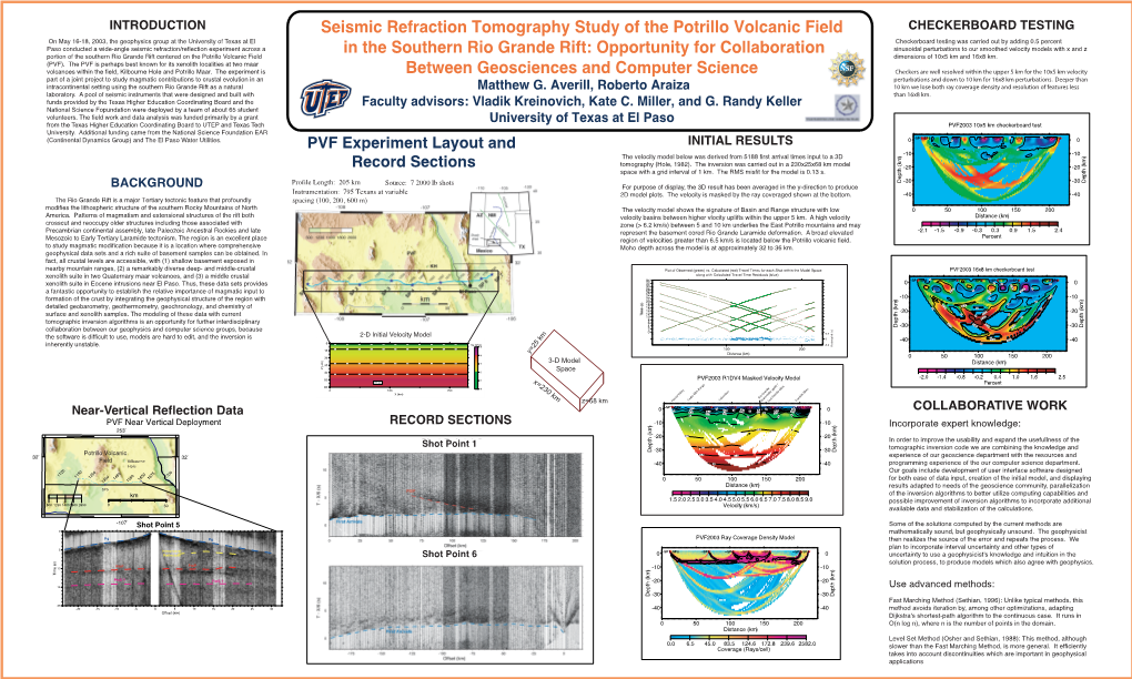Seismic Refraction Tomography Study of the Potrillo Volcanic Field in The