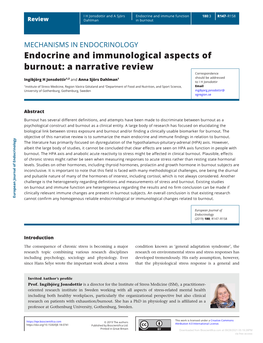 Endocrine and Immunological Aspects of Burnout: a Narrative Review
