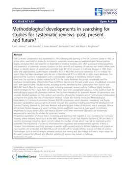 Methodological Developments in Searching for Studies for Systematic