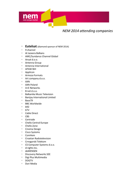 NEM 2014 Attending Companies