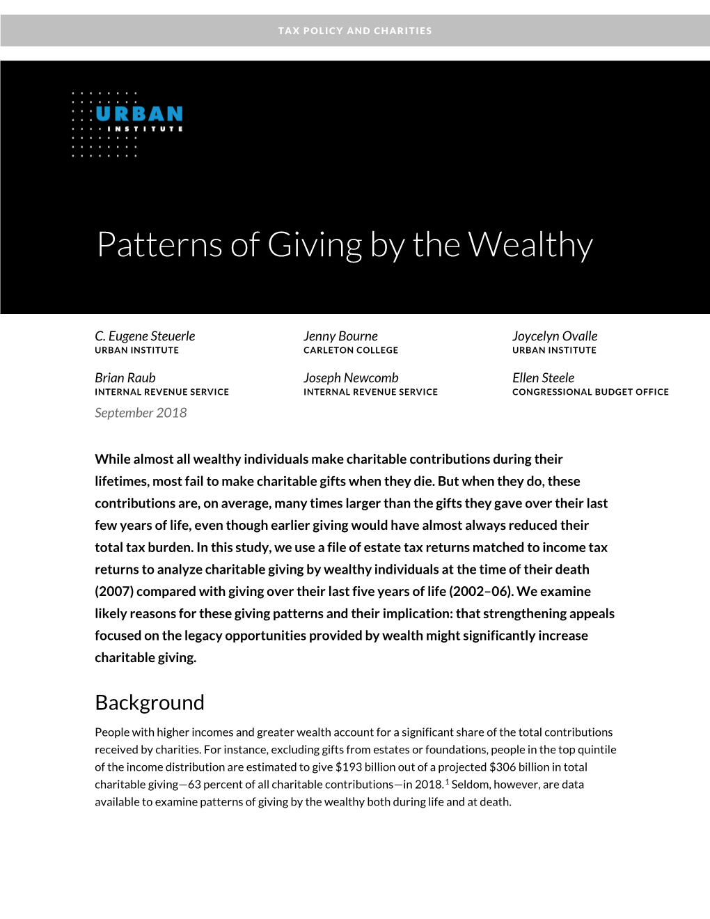 Patterns of Giving by the Wealthy