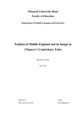 Fashion of Middle England and Its Image in Chaucer's Canterbury Tales
