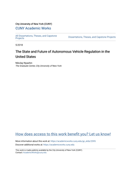 The State and Future of Autonomous Vehicle Regulation in the United States