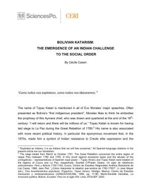 Bolivian Katarism: the Emergence of an Indian Challenge to the Social Order