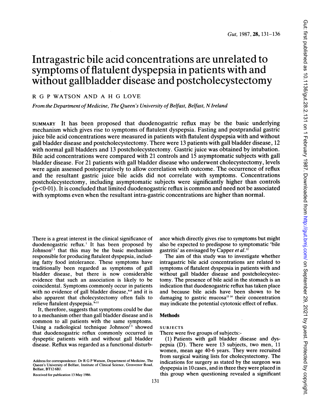 Intragastric Bile Acidconcentrations Are Unrelatedto Without Gallbladder