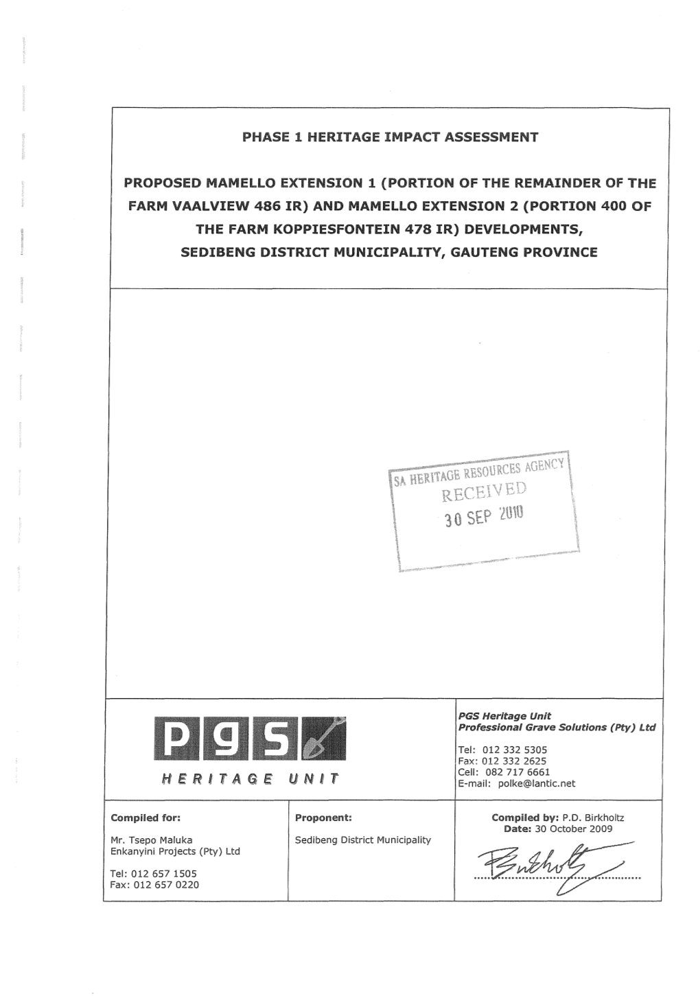 ASSESSMENT PROPOSED Mamello EXTENSION 1