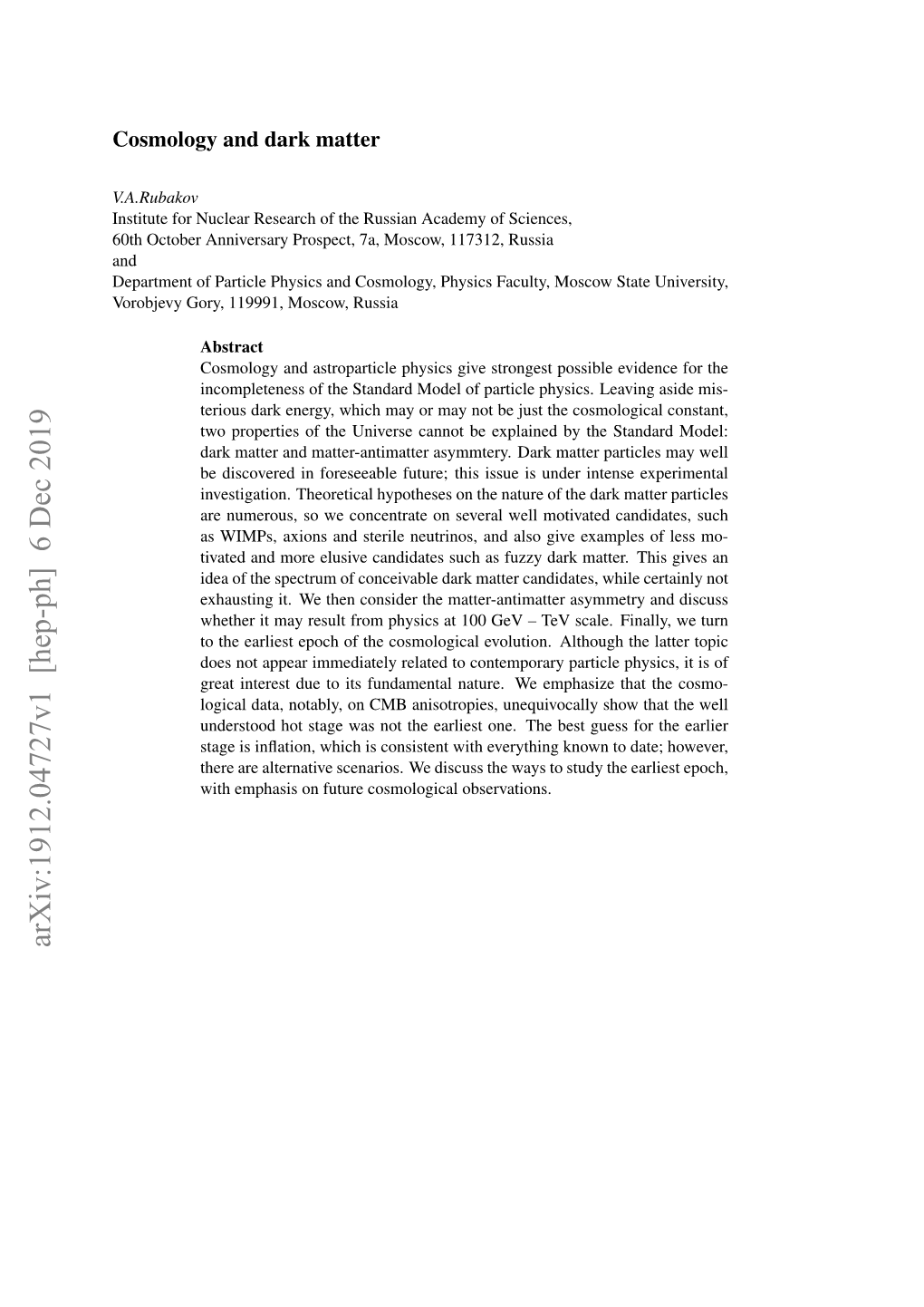 Arxiv:1912.04727V1 [Hep-Ph] 6 Dec 2019 Contents