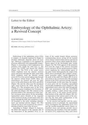 Embryology of the Ophthalmic Artery: a Revived Concept