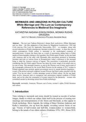 MERMAIDS and AMAZONS in POLISH CULTURE White Marriage and the Lure As Contemporary References to Medieval Era Imaginaria