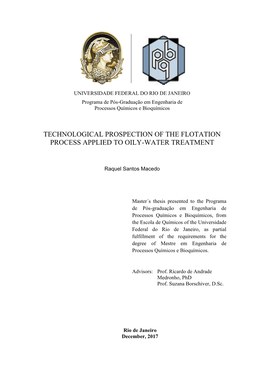 Technological Prospection of the Flotation Process Applied to Oily-Water Treatment