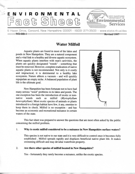 Environmental Fact Sheet: Water Milfoil