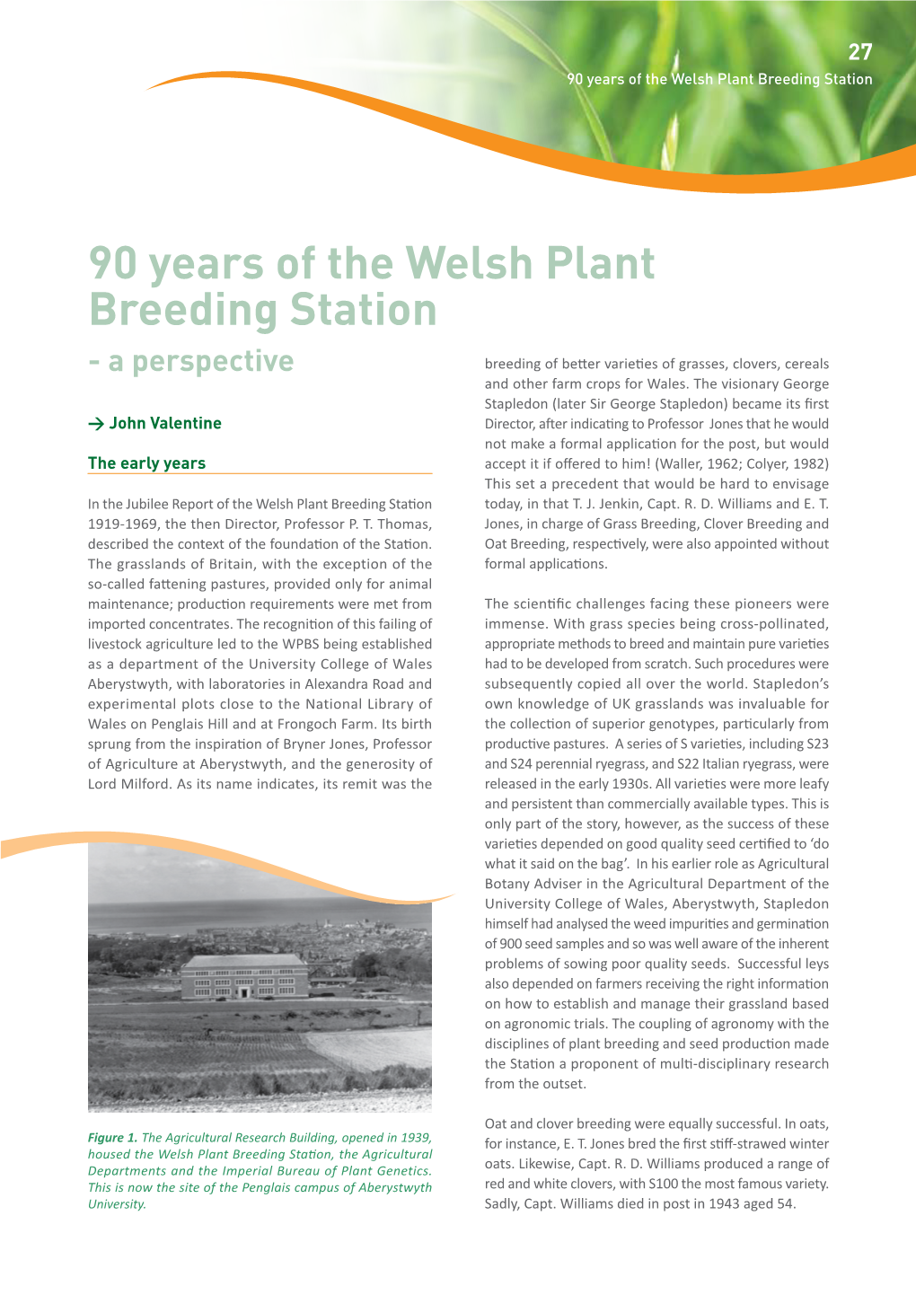 90 Years of the Welsh Plant Breeding Station