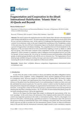 Fragmentation and Cooperation in the Jihadi International (Sub) System:'Islamic State'vs. Al-Qaeda and Beyond