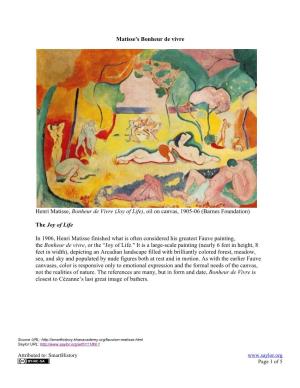 Fauvism and Matisse's Bonheur De Vivre