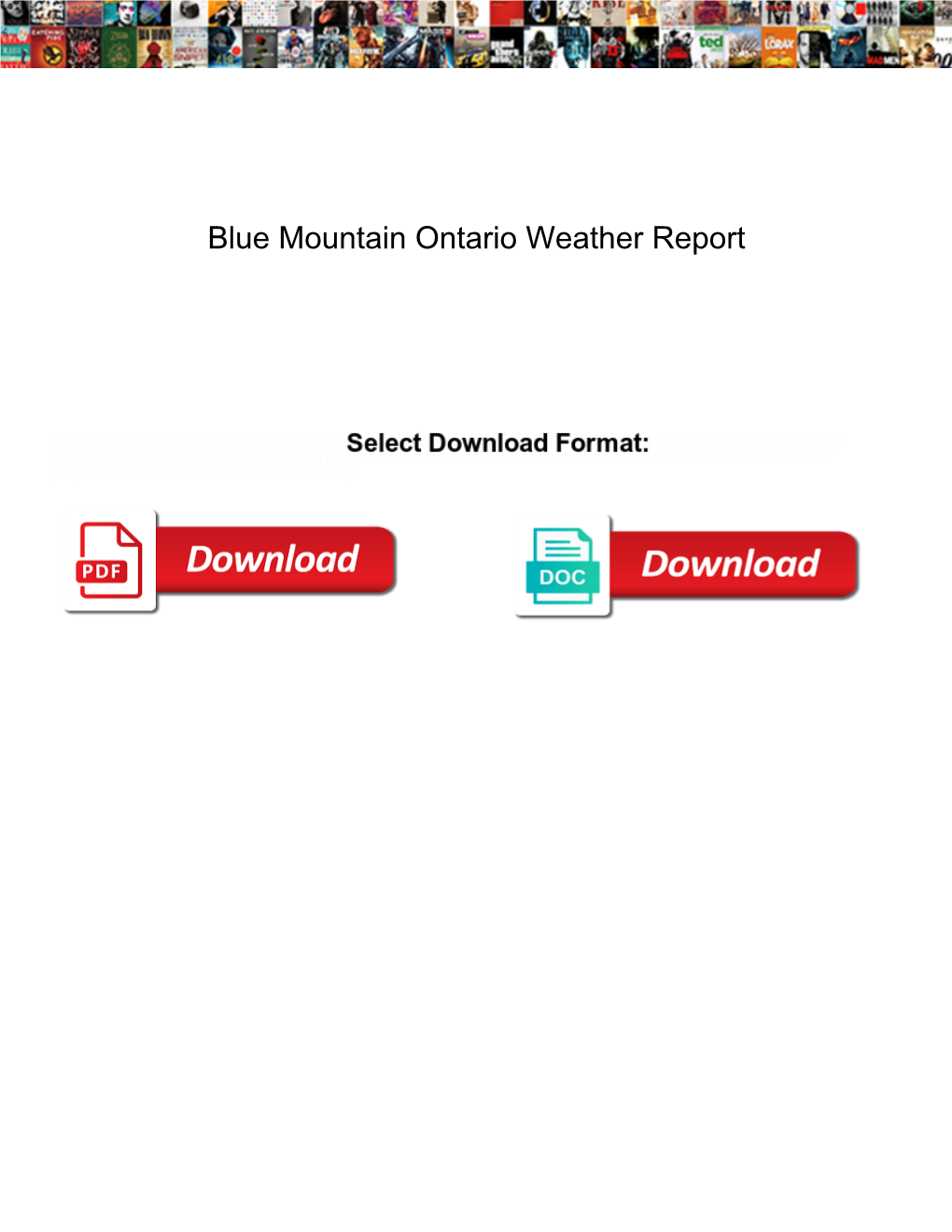 Blue Mountain Ontario Weather Report