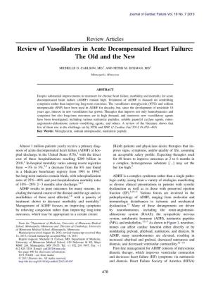 Review of Vasodilators in Acute Decompensated Heart Failure: the Old and the New