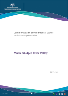 Portfolio Management Plan: Murrumbidgee River Valley 2019-20