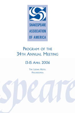 34Th Annual Meeting in Philadelphia, Pennsylvania, 2006